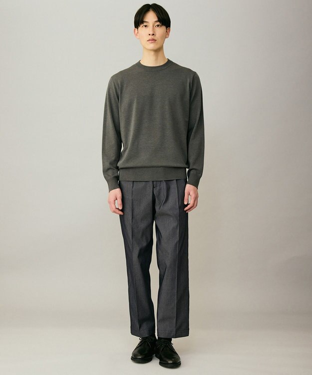 UNFILO MENS 【男女兼用】ソフトサーモ アンチピリングニット クルー チャコール