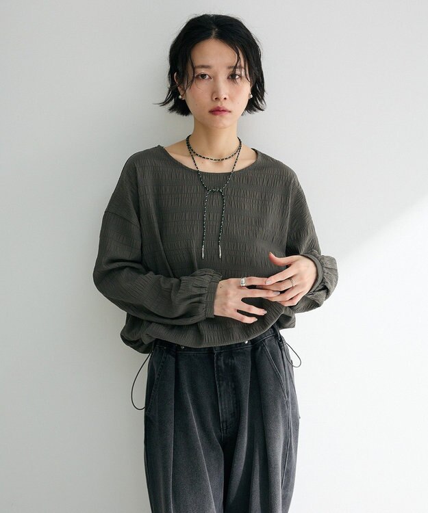 Green Parks 裾ドロスト表面長袖プルオーバー Gray