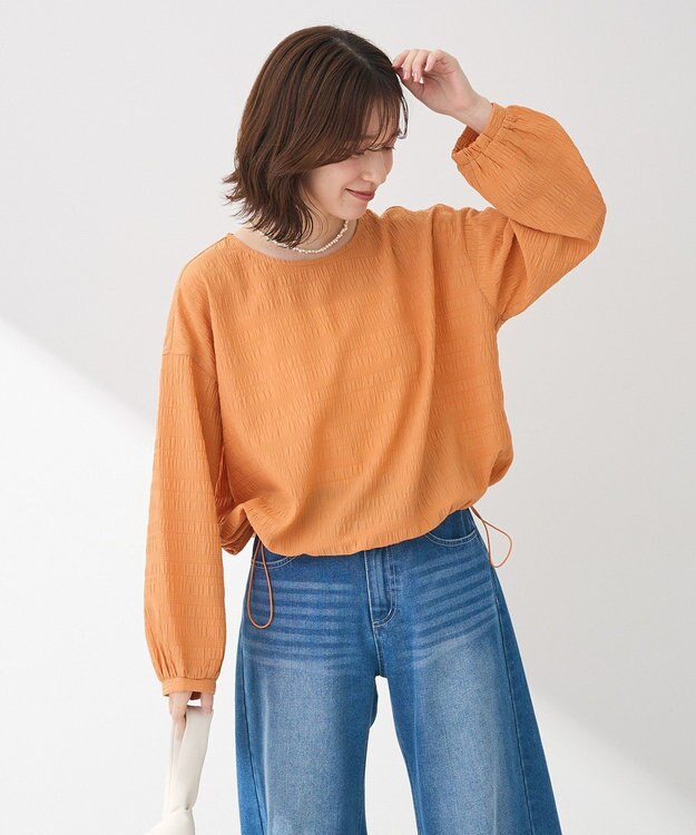 Green Parks 裾ドロスト表面長袖プルオーバー Orange