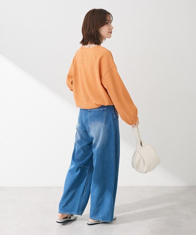 Green Parks 裾ドロスト表面長袖プルオーバー Orange