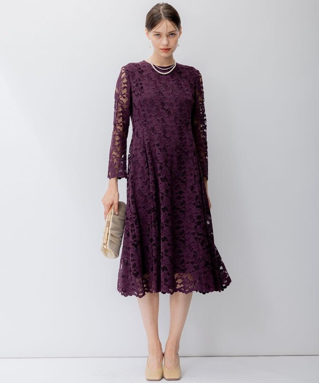 23区 【APPLAUDIR】ラッセルフラワーレース ドレス パープル系