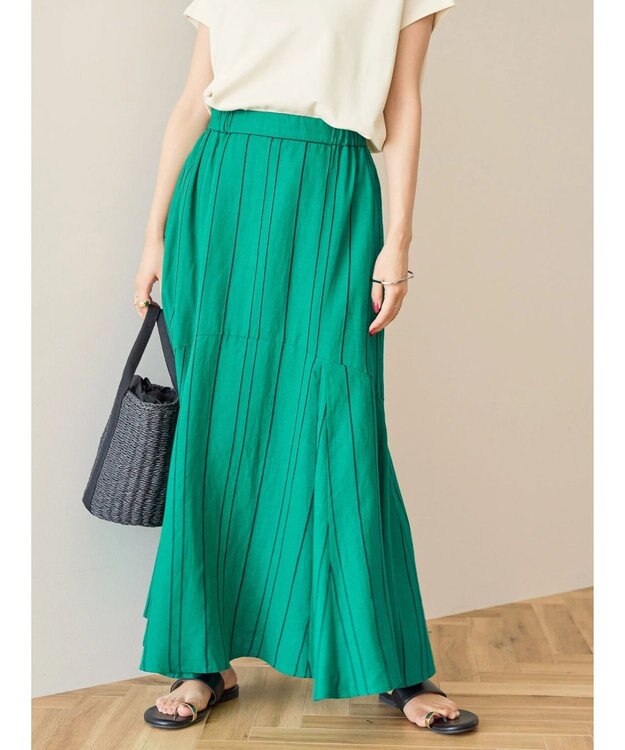 AMERICAN HOLIC リネンブレンドストライプマーメードスカート Stripe Green