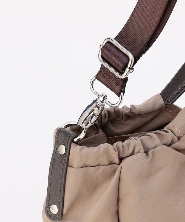 LA BAGAGERIE 【MONICA】サイドギャザー2WAYトートバッグ Mサイズ ベージュ