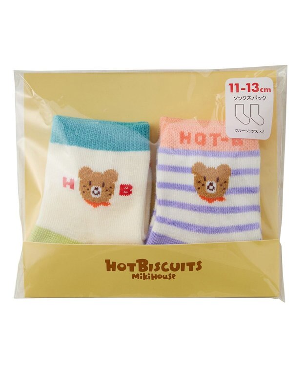 MIKI HOUSE HOT BISCUITS 【9-19cm】クルー丈 ソックスパック2足セット パープル