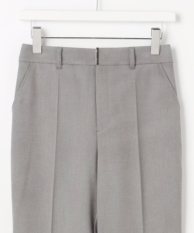 ANY SIS L 褒めらレディストレッチ セミフレア テーパードパンツ グレーシャンブレー