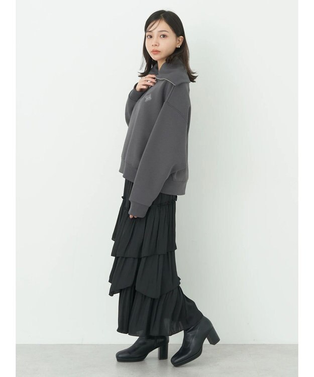 earth music&ecology ハーフＺＩＰ裏起毛プルオーバー Charcoal Gray
