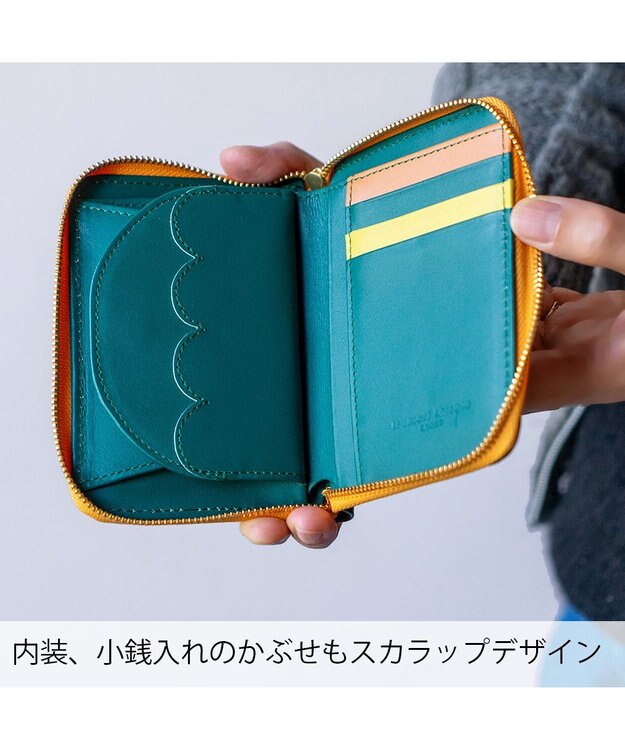 tsumori chisato CARRY スカラップコンビ ラウンドファスナー折り財布 2つ折り財布 グリーン