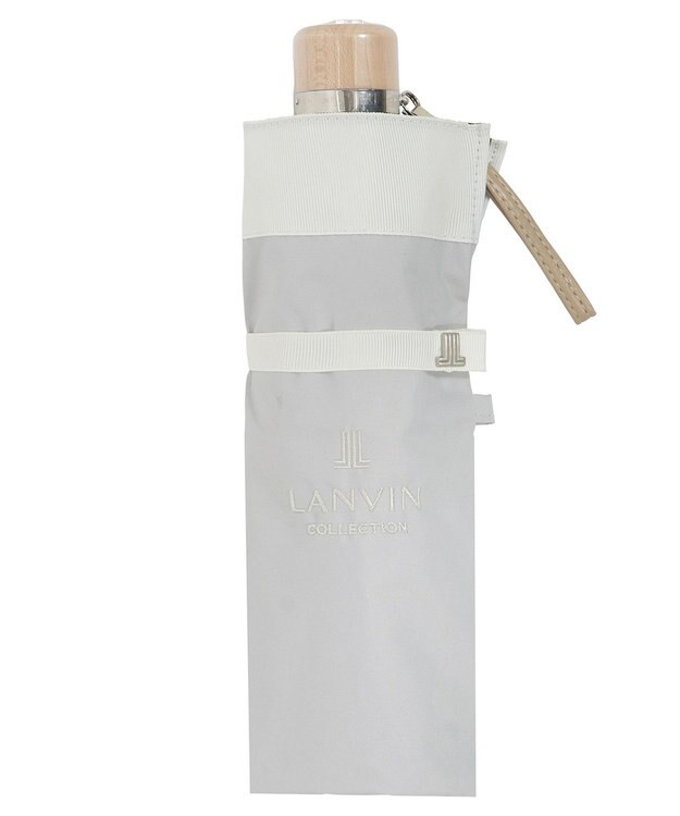 MOONBAT 【晴雨兼用日傘】ランバン コレクション（LANVIN COLLECTION） 折りたたみ日傘 グログランリボン グレー