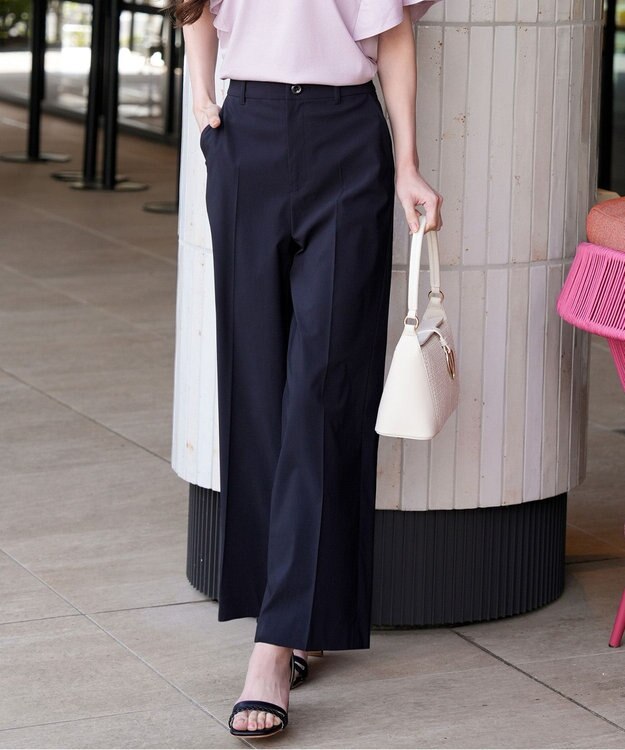 ANY SIS S エアリーストレッチ ワイドパンツ ネイビー