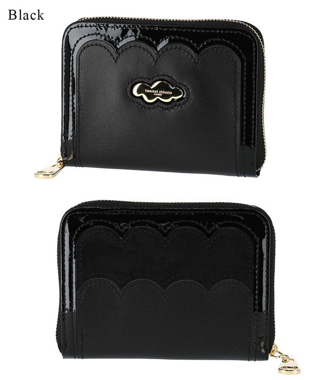 tsumori chisato CARRY スカラップコンビ ラウンドファスナー折り財布 2つ折り財布 ブラック