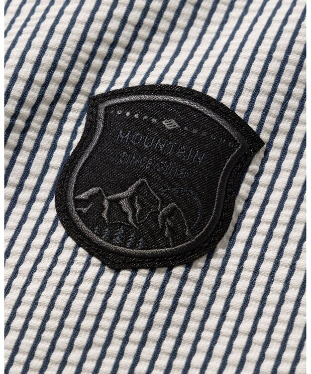 JOSEPH ABBOUD MOUNTAIN 【吸水速乾・釦ダウン・男女兼用】メッシュストライプサッカーポロシャツ ブルー系1