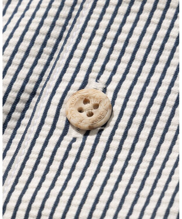 JOSEPH ABBOUD MOUNTAIN 【吸水速乾・釦ダウン・男女兼用】メッシュストライプサッカーポロシャツ ブルー系1