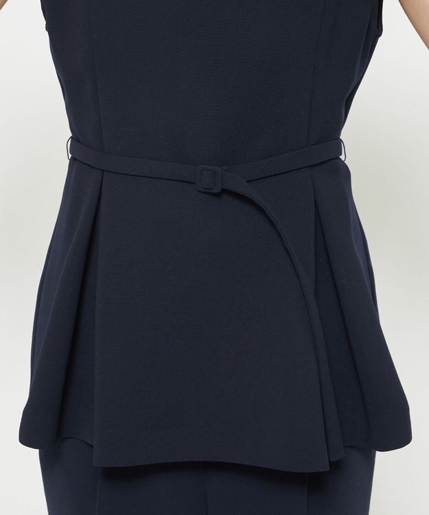 uncrave ウォッシャブルダブルクロス ビスチェブラウス(フレンチスリーブ) ネイビー