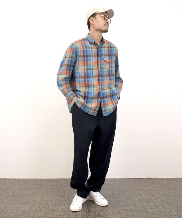 J.PRESS YORK STREET 【UNISEX】フランネルボタンダウン シャツ オレンジ系3