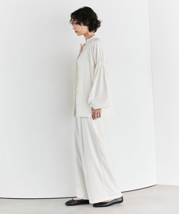 #Newans 【洗濯機可/しわになりにくい】シャーリングネック ボリュームスリーブブラウス オフ