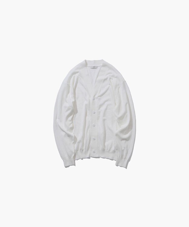 ATON RECYCLED FRESCA COTTON | Vネックカーディガン WARM WHITE