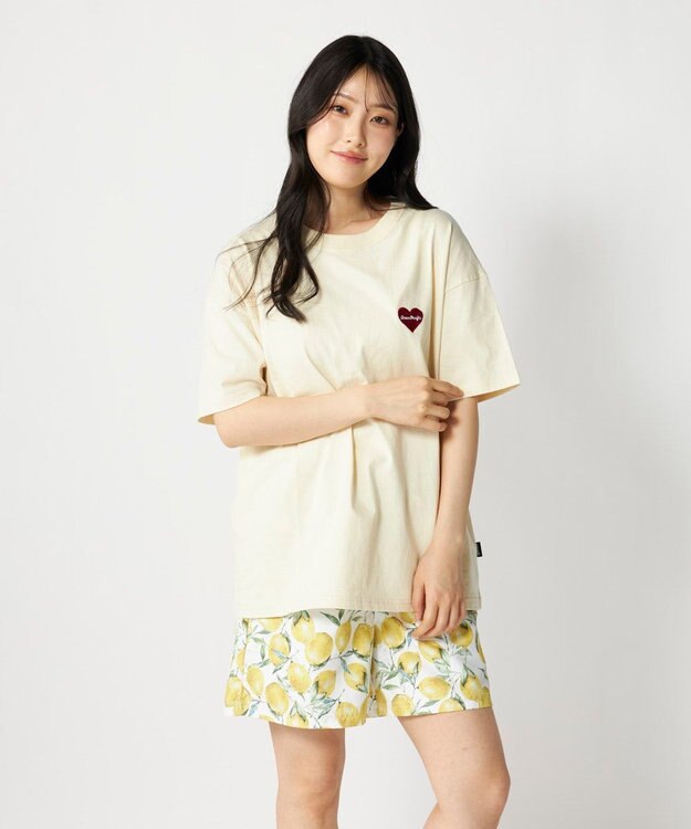 OP／FILA 【Ocean Pacific】ワンポイントベーシックTシャツ ベージュ