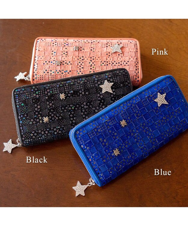 tsumori chisato CARRY キラメッシュ ラウンドファスナー長財布 ブルー