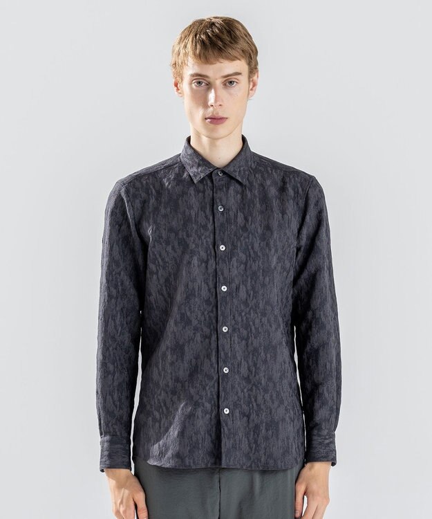 JOSEPH HOMME 【新素材】テクノスラブジャガード 　レギュラーカラーシャツ グレー系