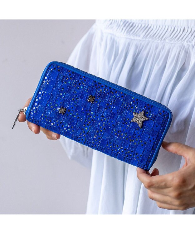 tsumori chisato CARRY キラメッシュ ラウンドファスナー長財布 ブルー