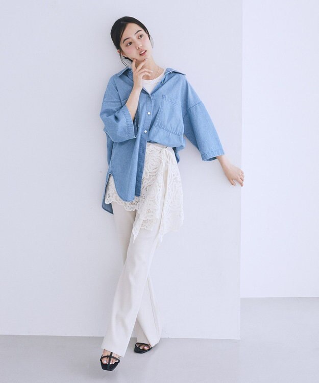 earth music&ecology マルチウェイペイズリーレース Ivory