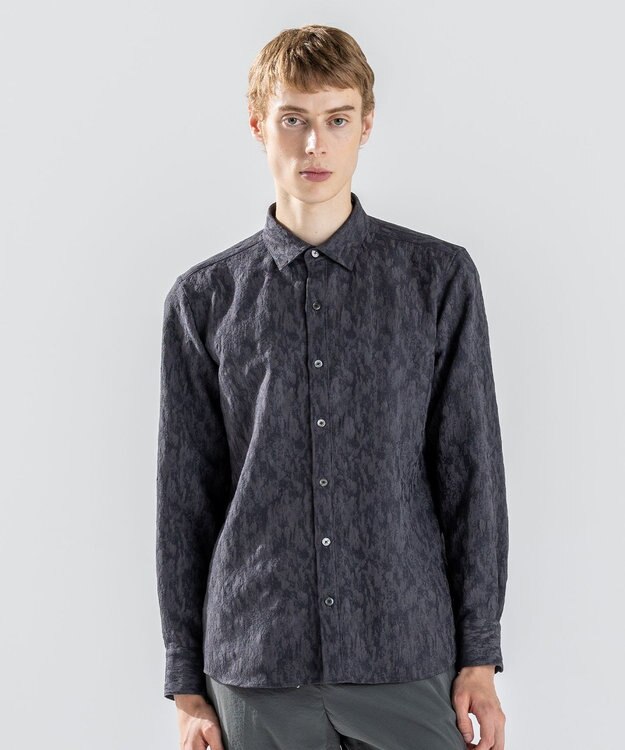JOSEPH HOMME 【新素材】テクノスラブジャガード 　レギュラーカラーシャツ グレー系