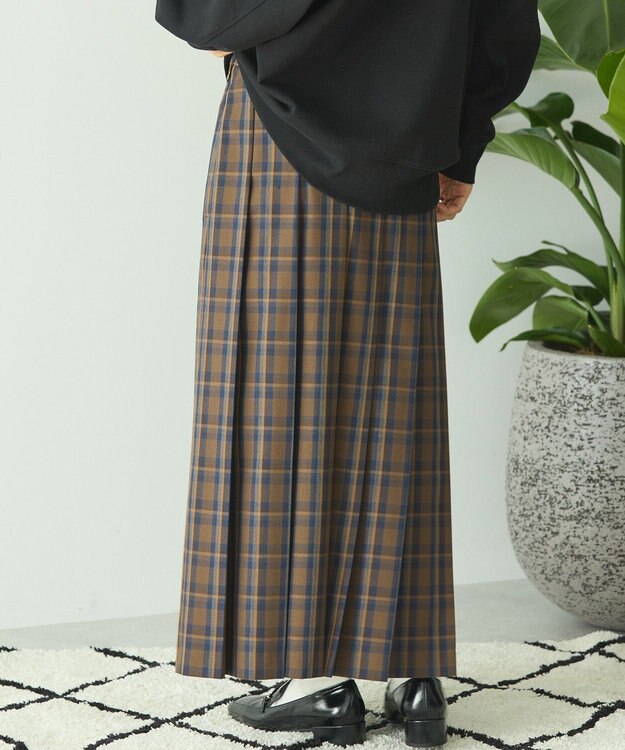 AMERICAN HOLIC T/Rタータンチェックプリーツスカート Brown