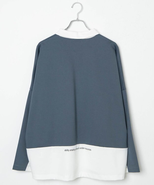 WEGO ドルマンポンチハーフジップロンT ブルー