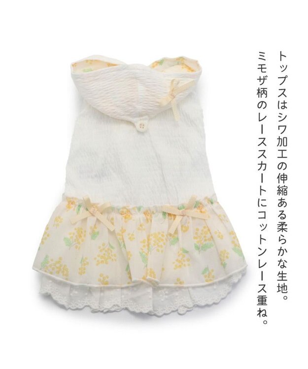 PET PARADISE 犬の服 犬 ワンピース 【小型犬】 ミモザ ホワイト グリーン ホワイト