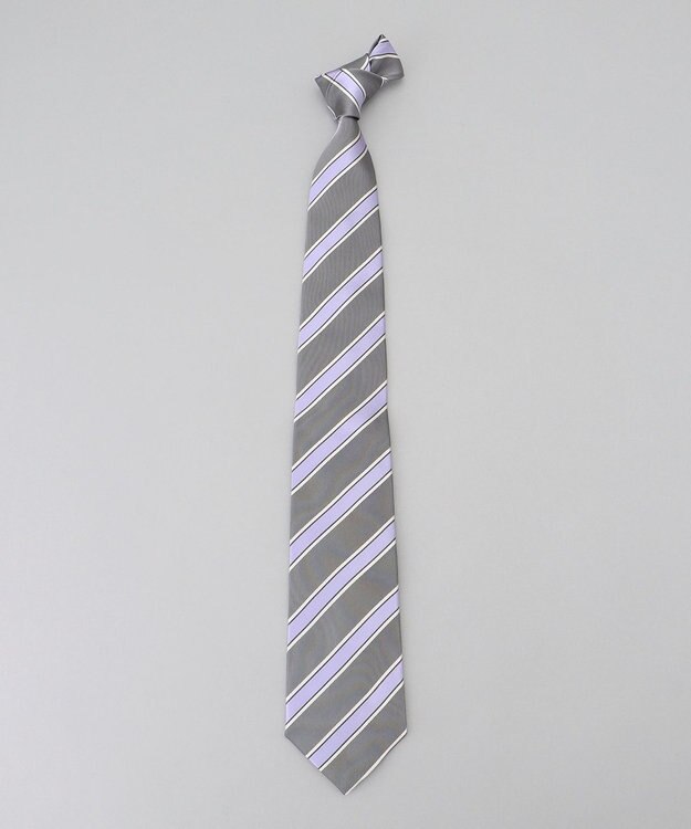 GOTAIRIKU  GOTAIRIKU別注【日本製】シルク ネクタイ_レジメンタル柄 グレー×パープル
