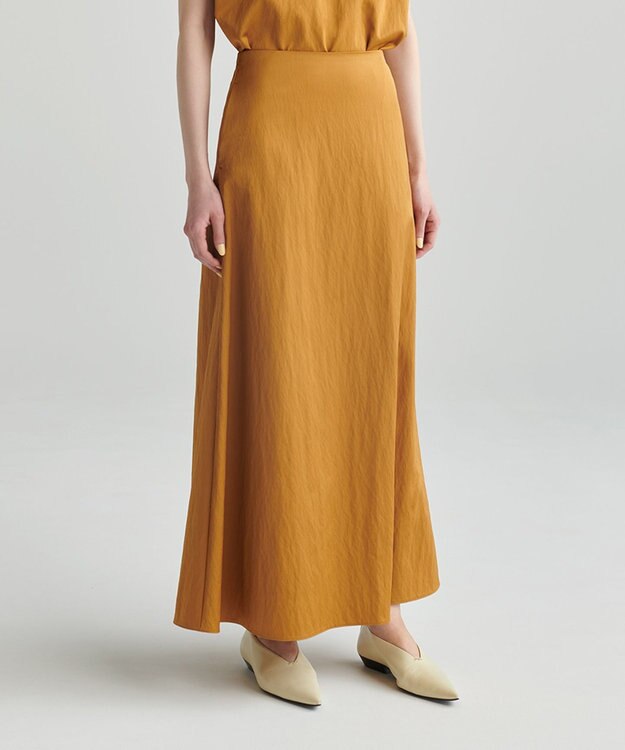 NAVE 【ReNAVE　洗える】グロスサテンスカート キャメル