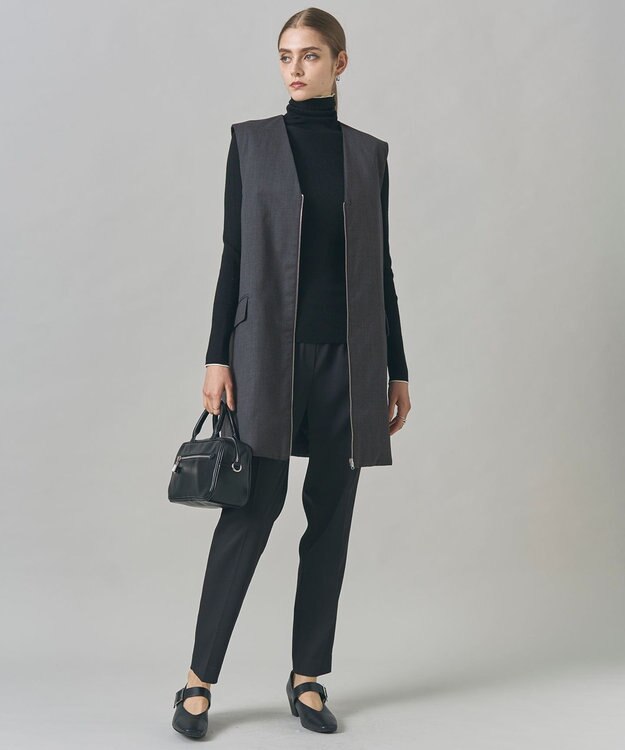 ICB 【洗える・リバーシブル着用可】T/Wツイルキルト リバーシブル パディング ジレ チャコール系