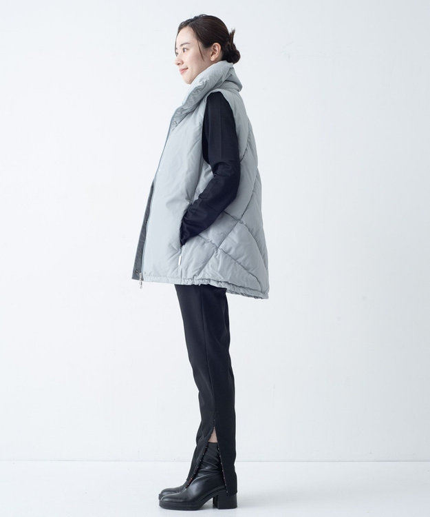 日本製/高品質ダウン】STAND COLLAR DOWN VEST グリーンダウン