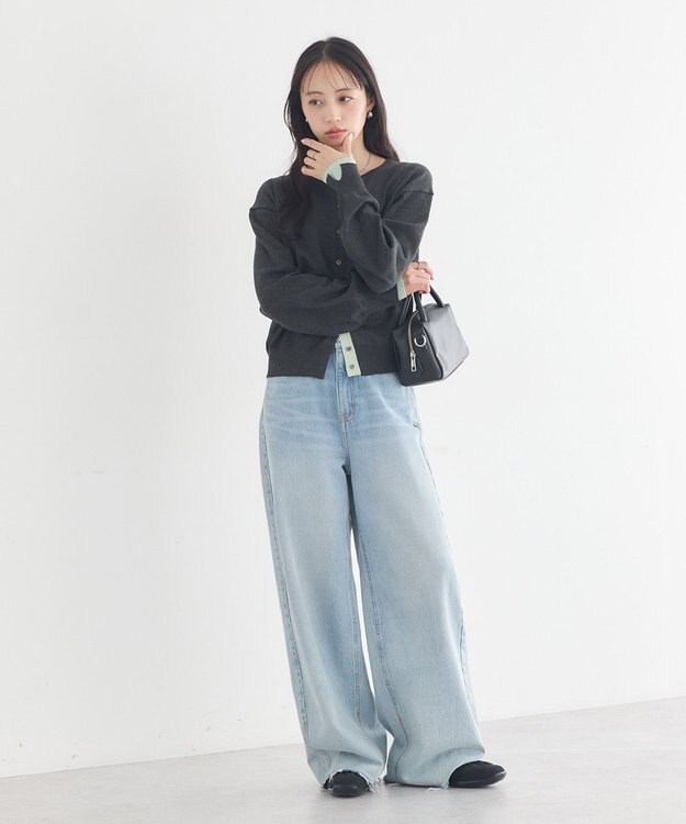 earth music&ecology 【予約】カラーコンビニットカーディガン チャコールグレー