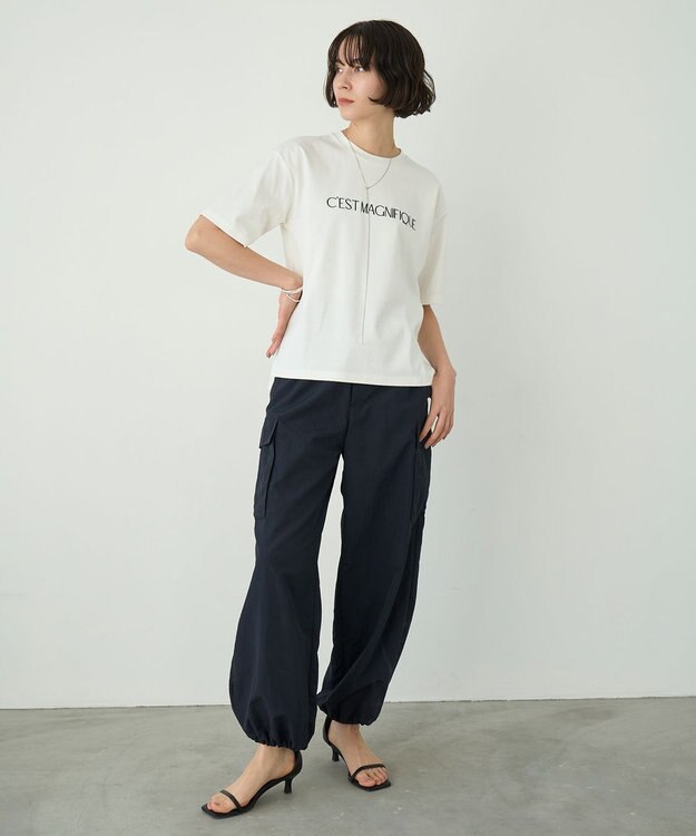 UNFILO BEAUTY FORM ロゴ刺繍 半袖Tシャツ 白