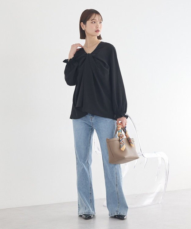 earth music&ecology フロントツイストブラウス Black