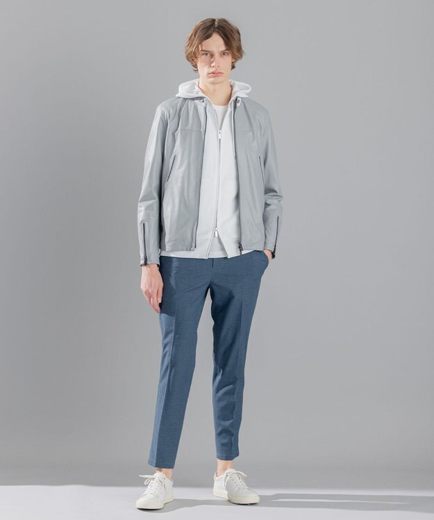 JOSEPH HOMME 【新色追加】ライトラムナッパレザー　シングルライダース ライトグレー系