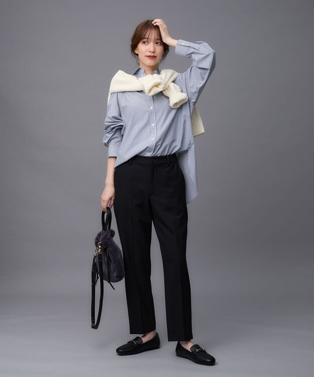 ANY 【UVカット/抗菌防臭/速乾】エニィファンクション　カシュクールシャツ ブルーストライプ