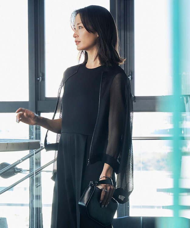 ICB L 【洗える】 Ta/Peメッシュ ブルゾン ブラック系