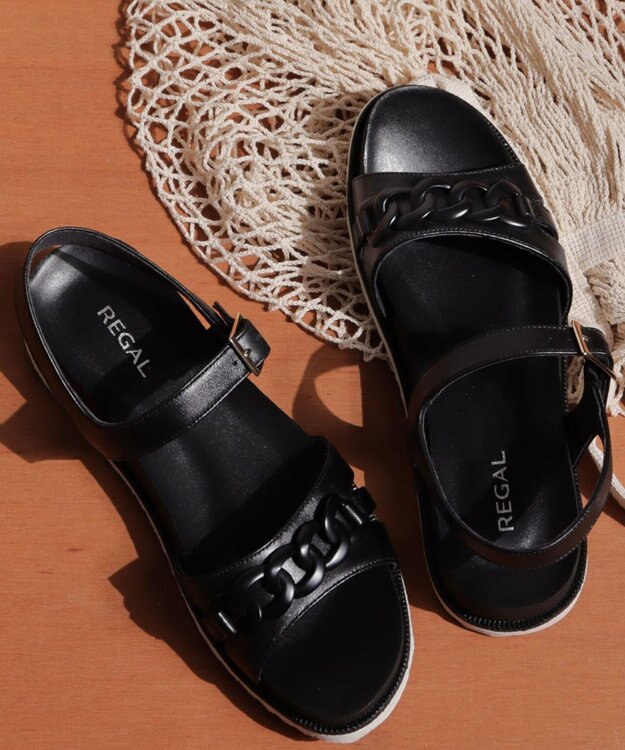 REGAL FOOT COMMUNITY 【リーガルレディース】F45R フットベッドサンダル サンダル ブラック