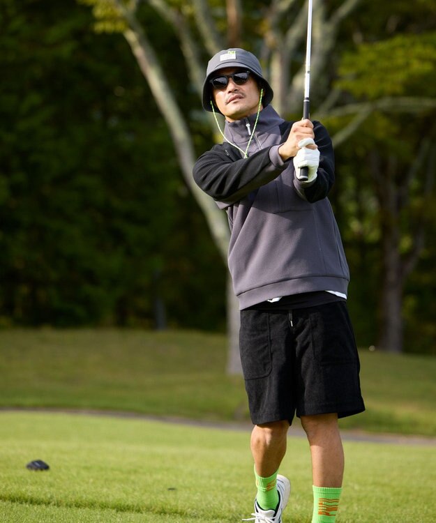 PW CIRCULUS 今が旬トップス！【ドライな肌触り / UV遮蔽率98.9% UVカット / ストレッチ】【MEN】ワッフルハーフジップトップス  ゴルフ グレー系