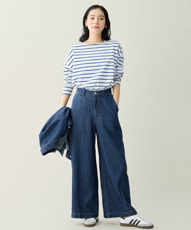 ANY L コクーンボーダープルオーバー ブルー