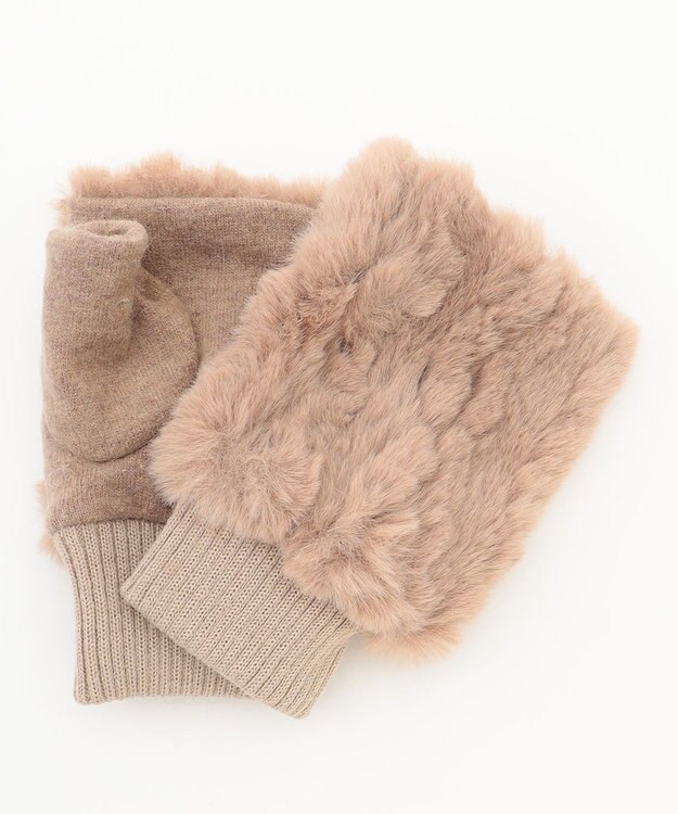 ANY ファーハンドグローブ ベージュ