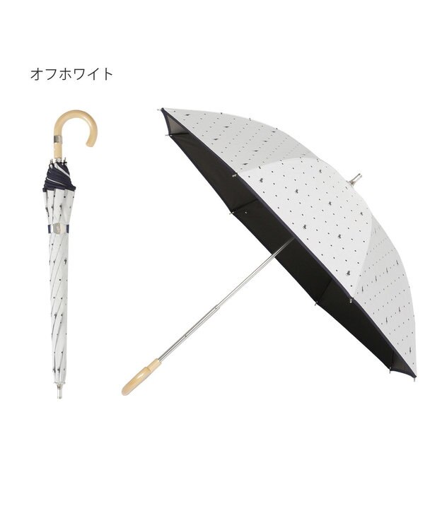 MOONBAT POLO RALPH LAUREN（ポロ ラルフローレン）晴雨兼用日傘 ドット 長傘 遮光率100％ 遮熱 UV オフホワイト
