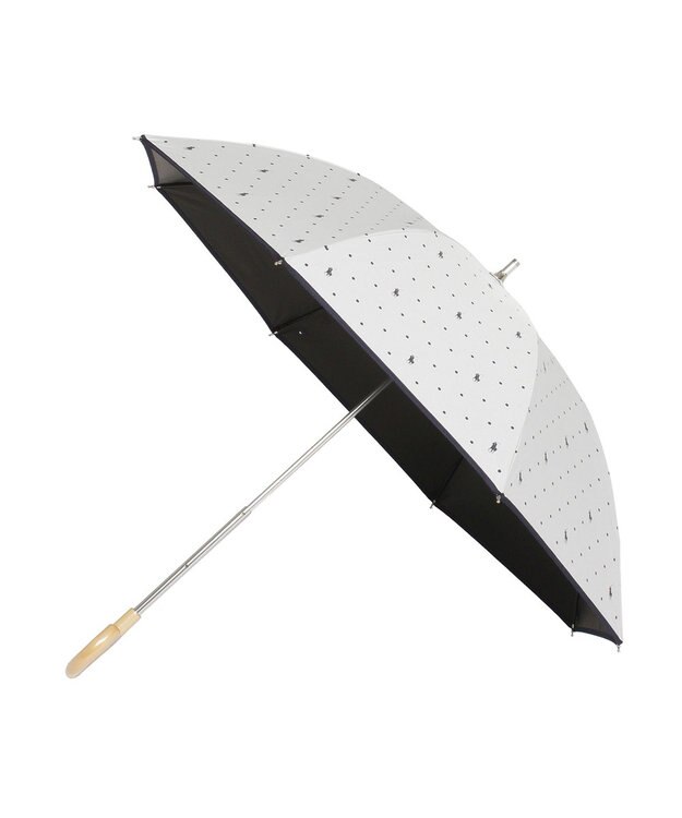 MOONBAT POLO RALPH LAUREN（ポロ ラルフローレン）晴雨兼用日傘 ドット 長傘 遮光率100％ 遮熱 UV オフホワイト