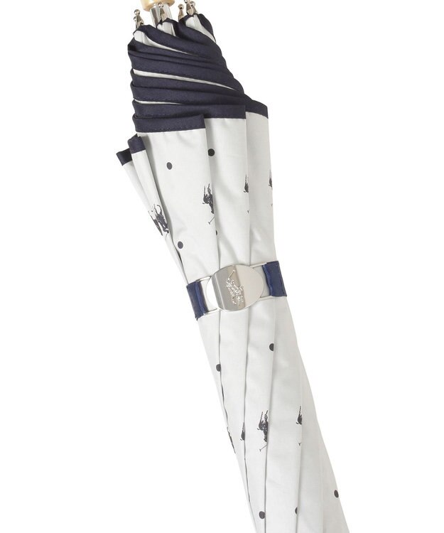 MOONBAT POLO RALPH LAUREN（ポロ ラルフローレン）晴雨兼用日傘 ドット 長傘 遮光率100％ 遮熱 UV オフホワイト