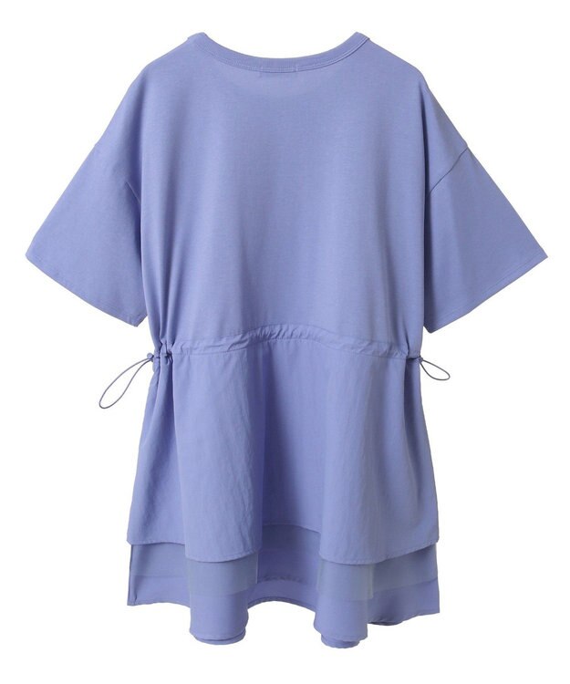 earth music&ecology 【接触冷感/洗濯機可】異素材ドッキングドロストチュニック Blue