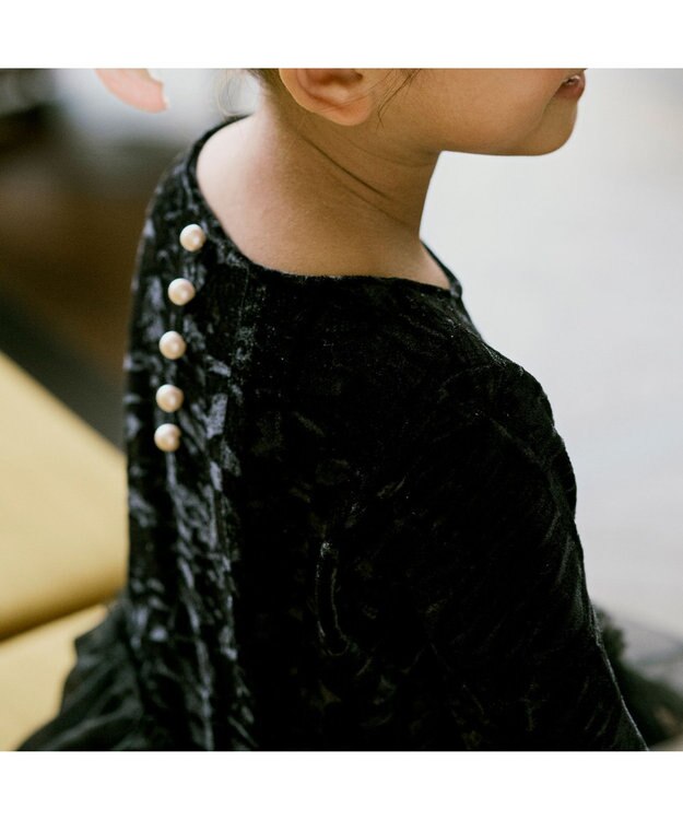 Chacott velour combi dress (kids) ブラック（ワッシャーベロア）