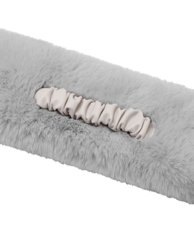 MOONBAT FURLA フェイクファーくしゅくしゅリボンマフラー ライトグレー