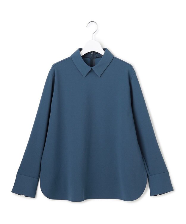 ICB マラボーテＷジョーゼット ボウタイ付きシャツカラートップス ブルーグレー系